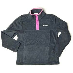 Columbia Pullover Girls Medium 10/12 Black 1/4 Snap‎ Fleece Hiking Outdoors